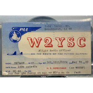 Vintage PAA W2YSC QSL Card 1949 Flight Radio Officer Pan Am Memorabilia